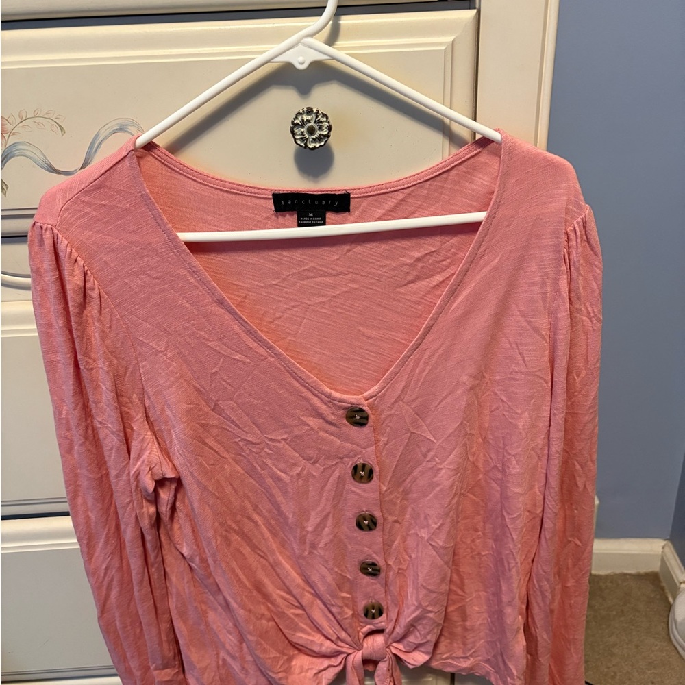 Sanctuary Pink Tie Front Blouse